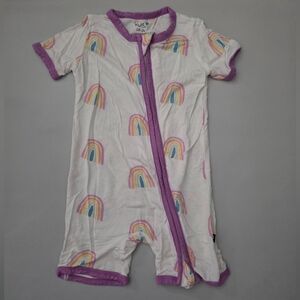 (Like New) Kyte Baby Zippered Shortall Romper in Poi Rainbow Size 18-24M
